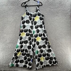 Luukaa Jumpsuit Womens 8 Black Polka Dot Water Wide Leg Relaxed Overall Pockets